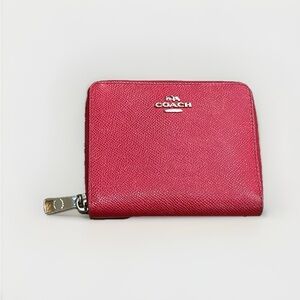 Coach Red Zip-around Crossgrain Leather Wallet